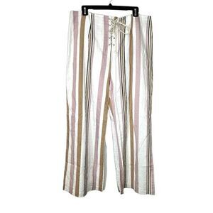 Privacy Please Striped Kaia Rayon Blend Lace-Up Cropped Pants Multicolor XL